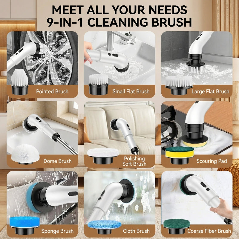 Multifunctional Cordless Electric Cleaning Brush, Handheld Power Scrubber for Bathroom, Kitchen, Floor, Swimming Pool