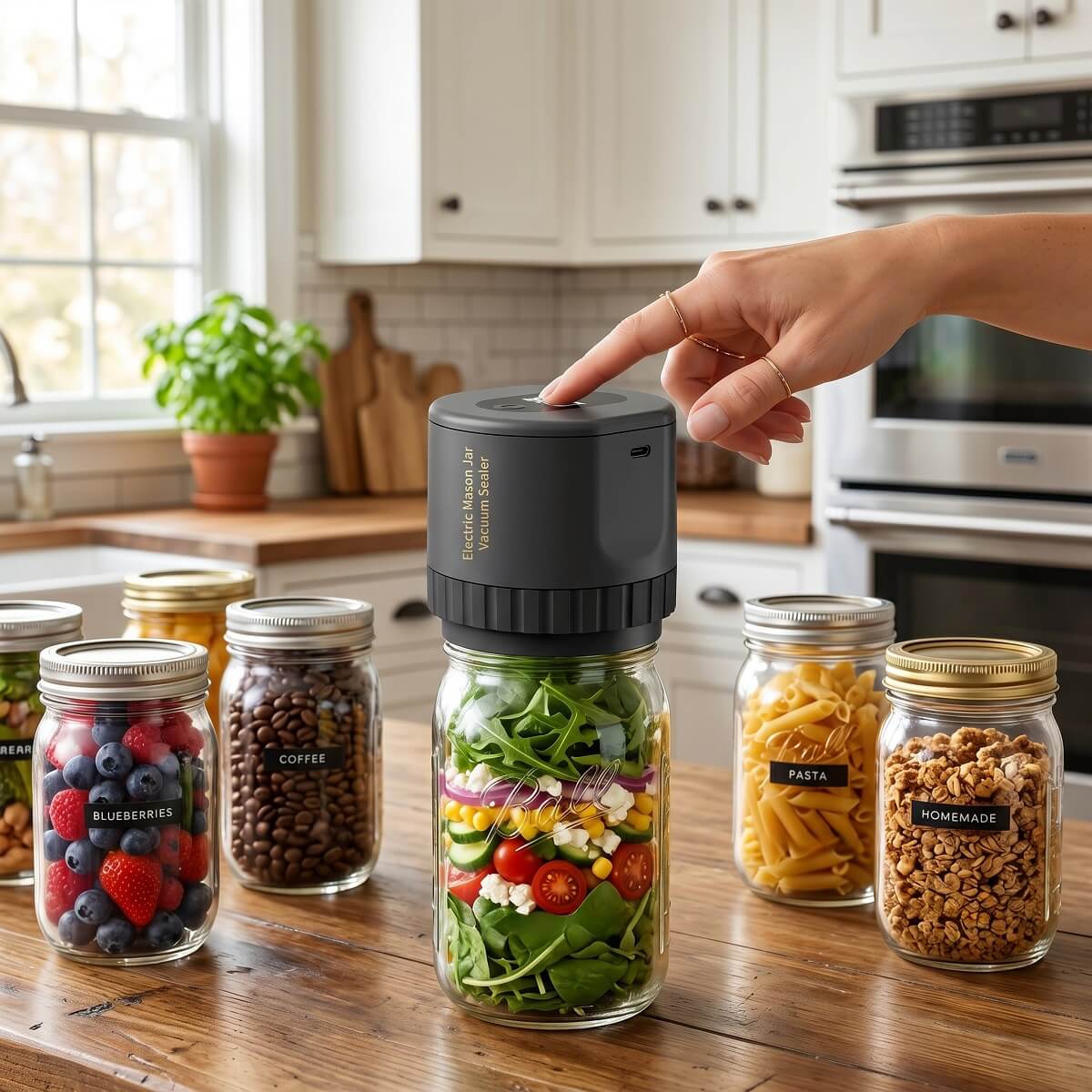 Stop Wasting Food in Your Fridge | Seal any mason jar in seconds — no manual pumping needed
