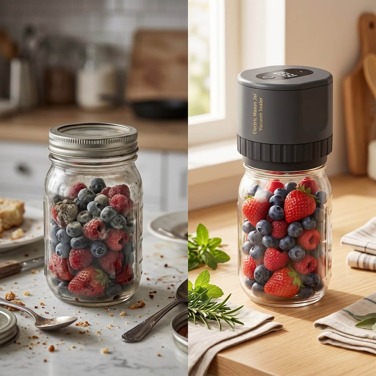 Stop Wasting Food in Your Fridge | Seal any mason jar in seconds — no manual pumping needed